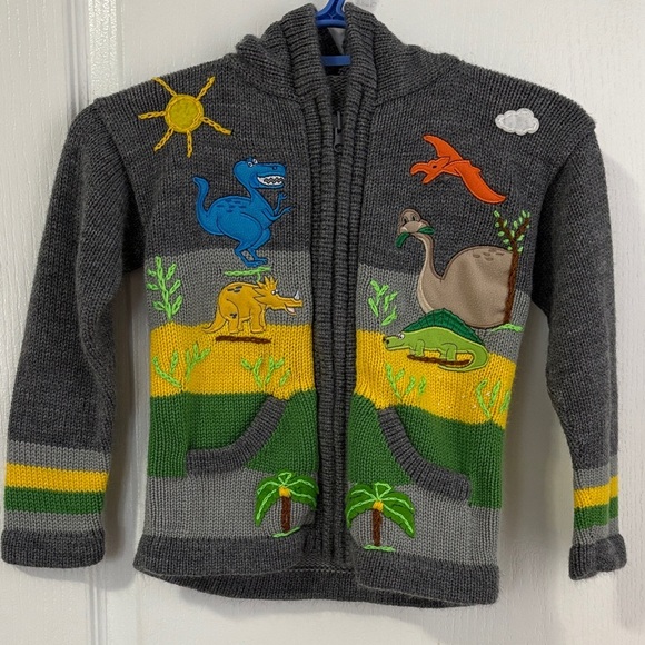 Other - Handmade Gray and Green Palm Tree Knit Sweater